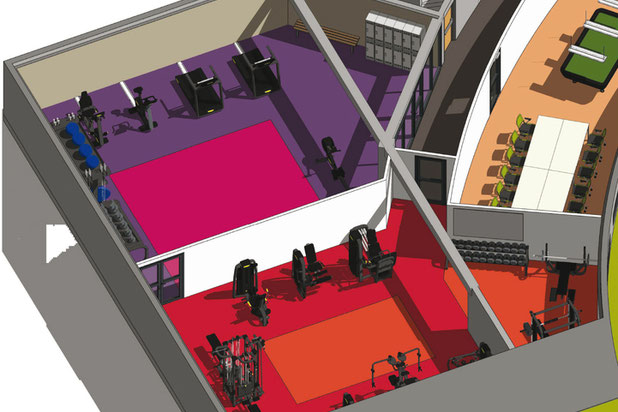 Axonométrie salle de sport-amenagement-bureaux-Le Mesnil-Amelot
