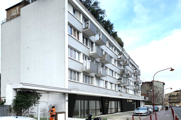 Perspective depuis la rue-amenagement-immeuble-Le Pré-Saint-Gervais