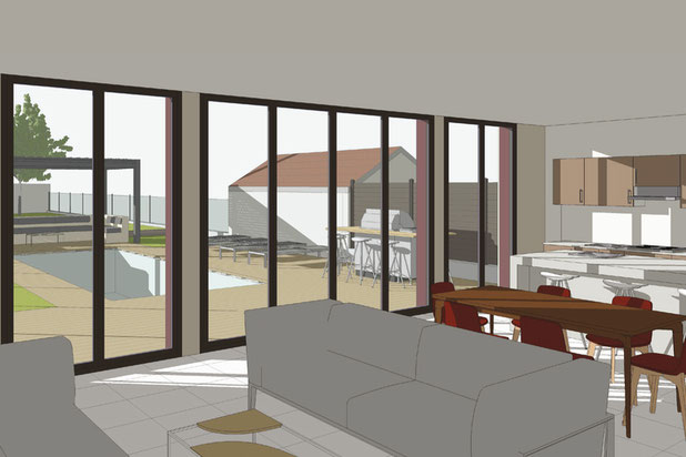 Vue du séjour sur le jardin-construction-maison-Noisy-le-Grand