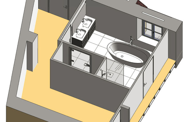 Axonométrie de la salle de bain de la suite parentale-renovation-local-Feucherolles