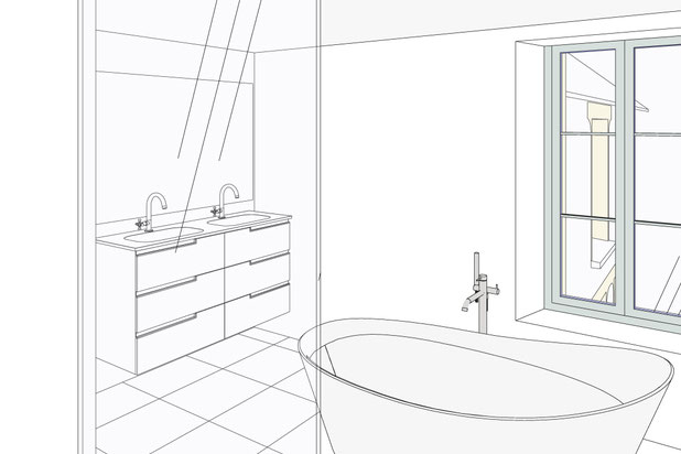 Vue sur la salle de bain de la suite parentale-renovation-local-Feucherolles