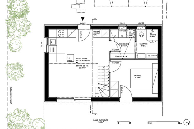 plan d'aménagement intérieur annoté - rez-de-chaussée-construction-maison-Auray