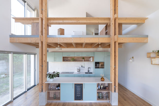 Vue cuisine et séjour-construction-maison-Bègles