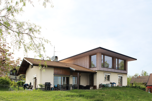 Photo de la façade sur jardin-surelevation-maison-Pers-Jussy