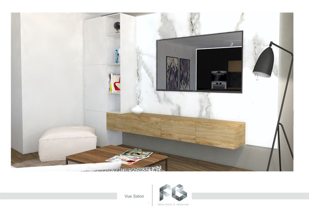 Salon-renovation-appartement-Levallois-Perret