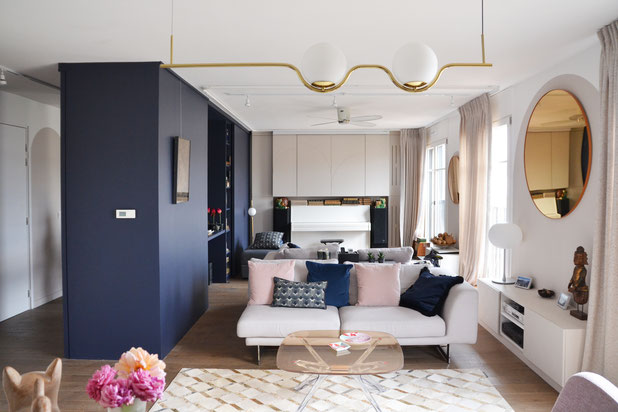 Panoramique pièce à vivre-renovation-appartement-Puteaux
