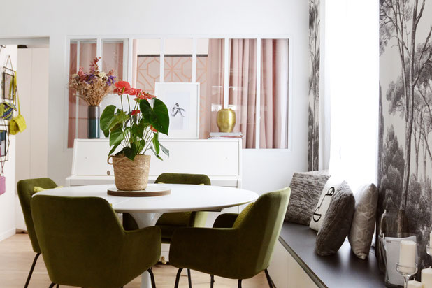 Salle à manger et verrière sur chambre-renovation-appartement-Paris
