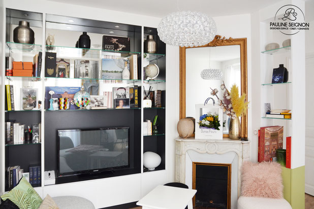 Salon TV-renovation-appartement-Paris