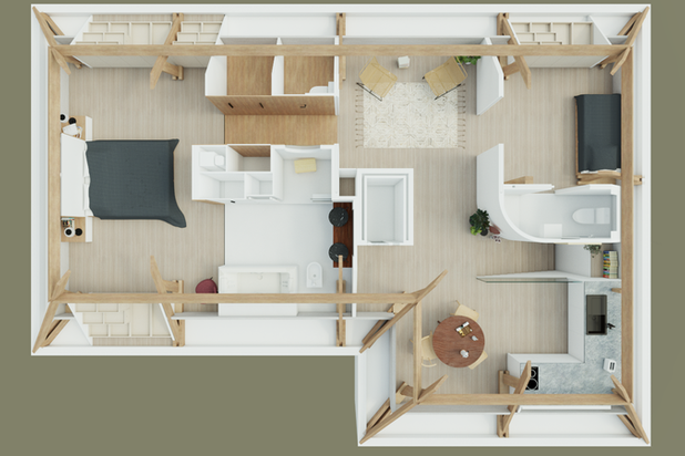 Plan perspective-amenagement-appartement-Vienne-en-Val