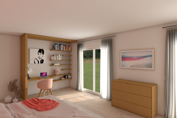 Espace bureau/bibliothèque pour le télétravail-renovation-maison-Canale-di-Verde