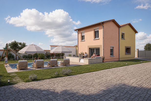 Vue 3D extérieure-agrandissement_extension-maison-Pusignan