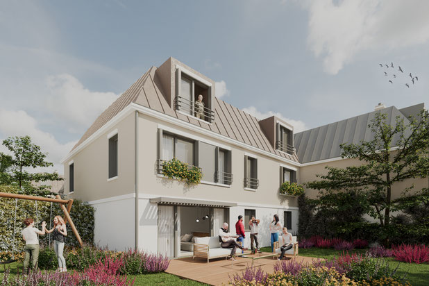 Vue Nord sur jardin logement 08-construction-maison-Sartrouville