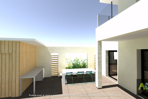 La cuisine d'été et le coin repas-construction-maison-Brax