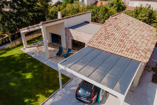 vue des différents niveaux de toitures-construction-maison-La Garde