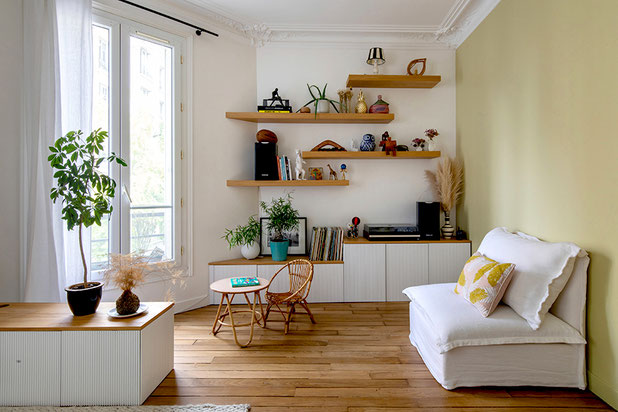 salon - bibliothèque-renovation-appartement-Vincennes
