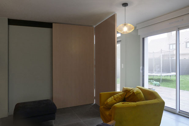 panneau de séparation pivotant-coulissant, semi-ouvert.-agrandissement_extension-maison-Willems