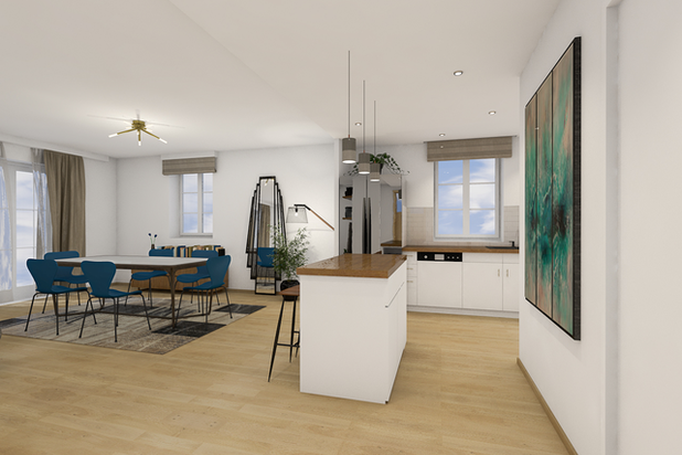 Pièce de vie depuis l'entrée-amenagement-maison-Guignes