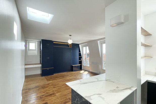 Salon rénové-renovation-appartement-París