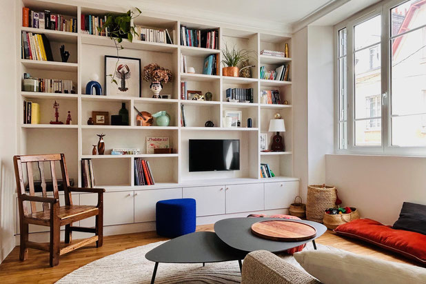 Bibliothèque agencement sur mesure-renovation-maison-Rennes