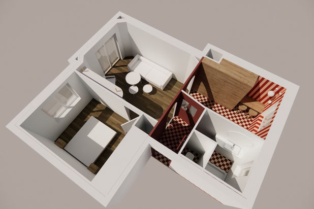 Vue axonométrique-renovation-appartement-Rennes