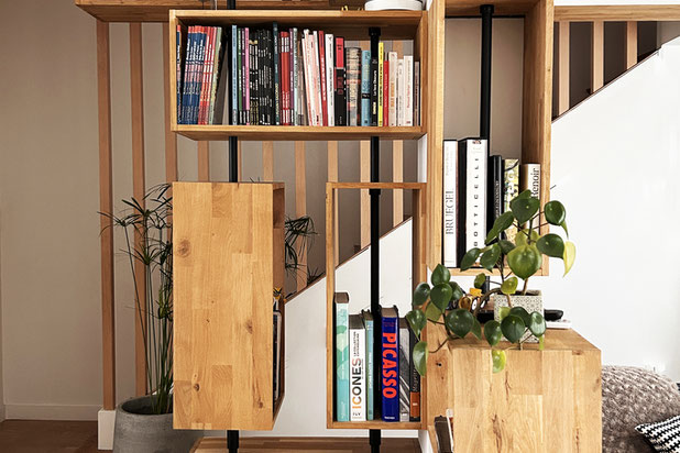 Une bibliothèque pivotante-renovation-maison-Rennes