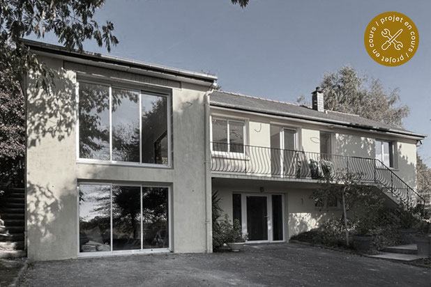 Façade en cours de chantier-renovation-maison-Châteaugiron