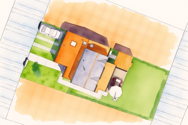 Plan de masse-construction-maison-La Chapelle-des-Fougeretz