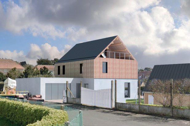 Vue depuis la rue-construction-maison-Bréhal