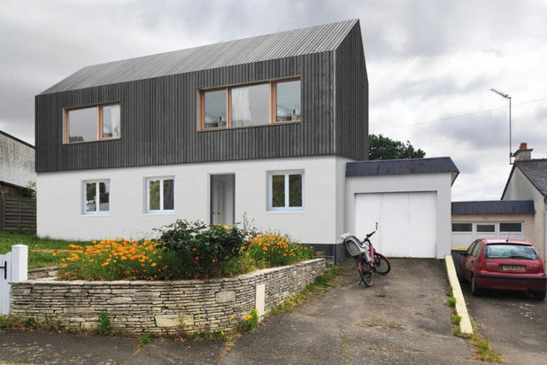 Projection projet depuis la rue-surelevation-maison-Betton