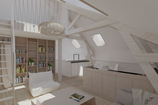 Vue depuis le séjour-amenagement-appartement-Rennes