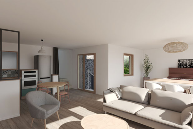 Vue depuis le séjour-construction-maison-Rennes