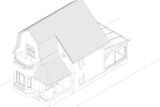 TOU - axonométrie existant-agrandissement_extension-maison-Le Touquet-Paris-Plage
