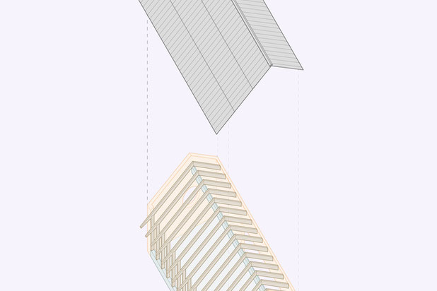 Axonométrie structurelle de l'extension-agrandissement_extension-equipement-Binic-Étables-sur-Mer