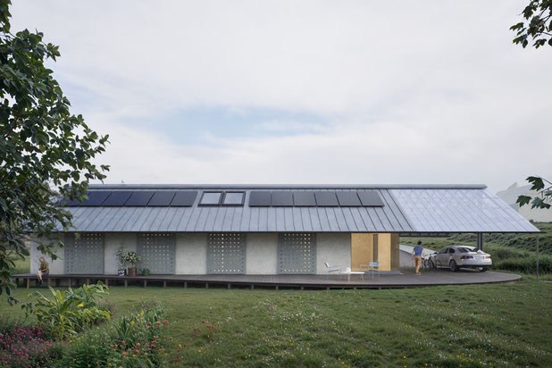 Façade Ouest - Volets fermés-construction-maison-Yffiniac