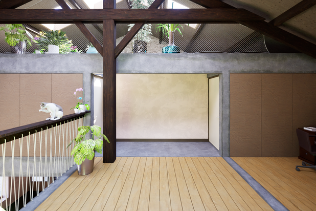 Vue sur la mezzanine-rehabilitation-maison-Cernay-lès-Reims