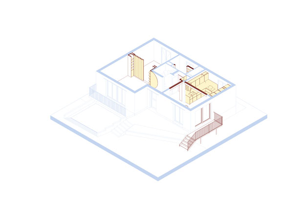 Axonométrie projet - Niveau RDC_2-renovation-maison-Houilles