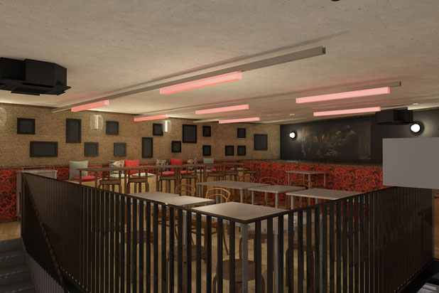 Vue de la salle en mezzanine-amenagement-cafe_restaurant-Lyon