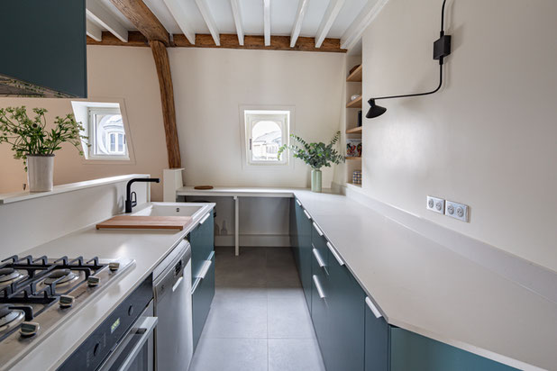 Cuisine en U-renovation-appartement-Paris
