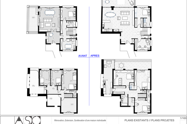PLAN AVANT // APRES-agrandissement_extension-maison-Rueil-Malmaison