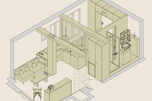 AXONOMETRIE DU PROJET-renovation-appartement-Paris