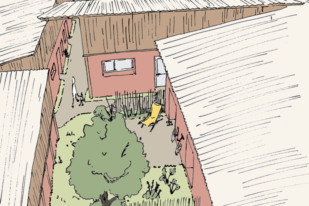 Ambiance de hameau avec allées piétonnes et jardinets-construction-logement-Aigrefeuille-sur-Maine