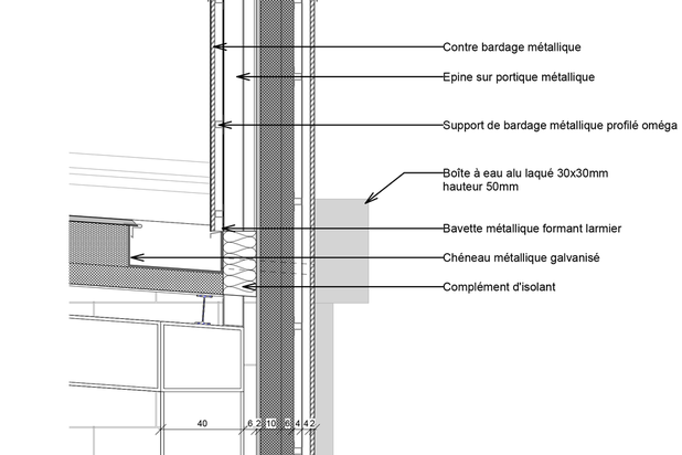 Coupe de détail sur façade-construction-boutique_local-Châteauroux
