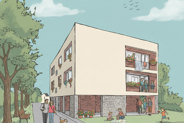 Insertion d'ambiance - Esquisse-renovation-immeuble-Sablé-sur-Sarthe