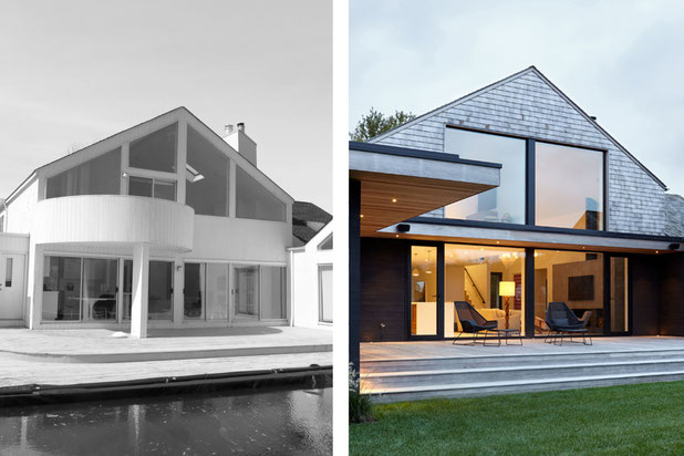 Avant / Après - façade jardin-agrandissement_extension-maison-Bridgehampton
