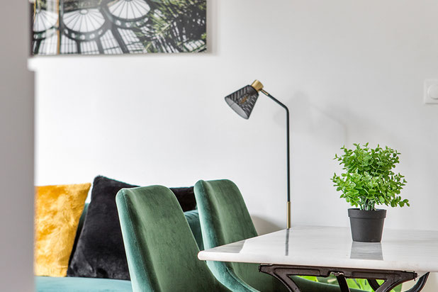Appartement velours vert, marbre et touche de doré-renovation-appartement-Rennes