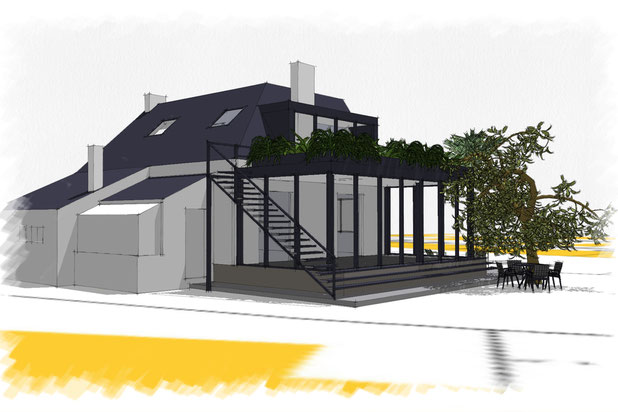 Vue Nord-Ouest-surelevation-maison-Saint-Jacut-de-la-Mer