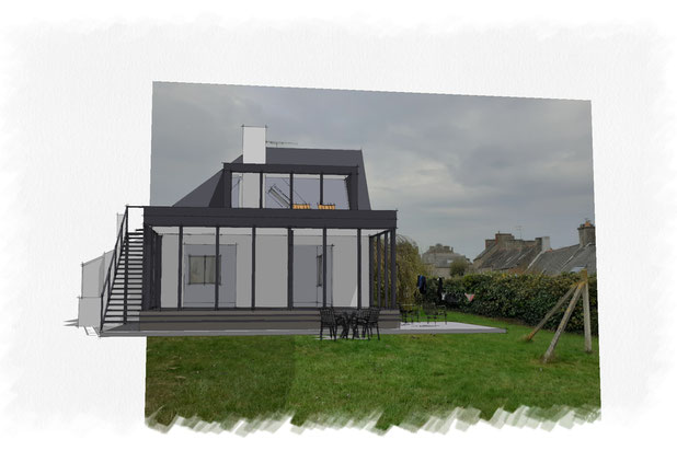 Vue Ouest-surelevation-maison-Saint-Jacut-de-la-Mer