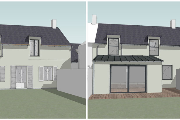 Façade Sud-agrandissement_extension-logement-L'Hermitage