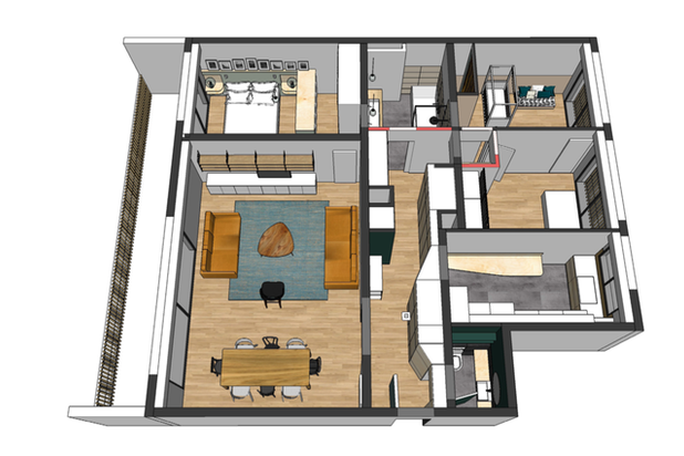 Vue 3D de l'appartement-renovation-appartement-Nantes