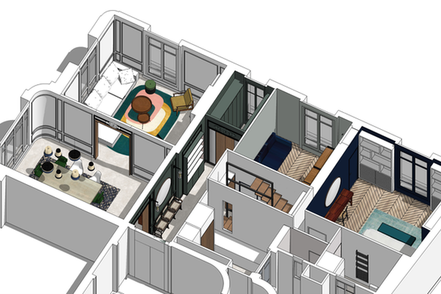 Vue 3D de l'appartement-renovation-appartement-Paris
